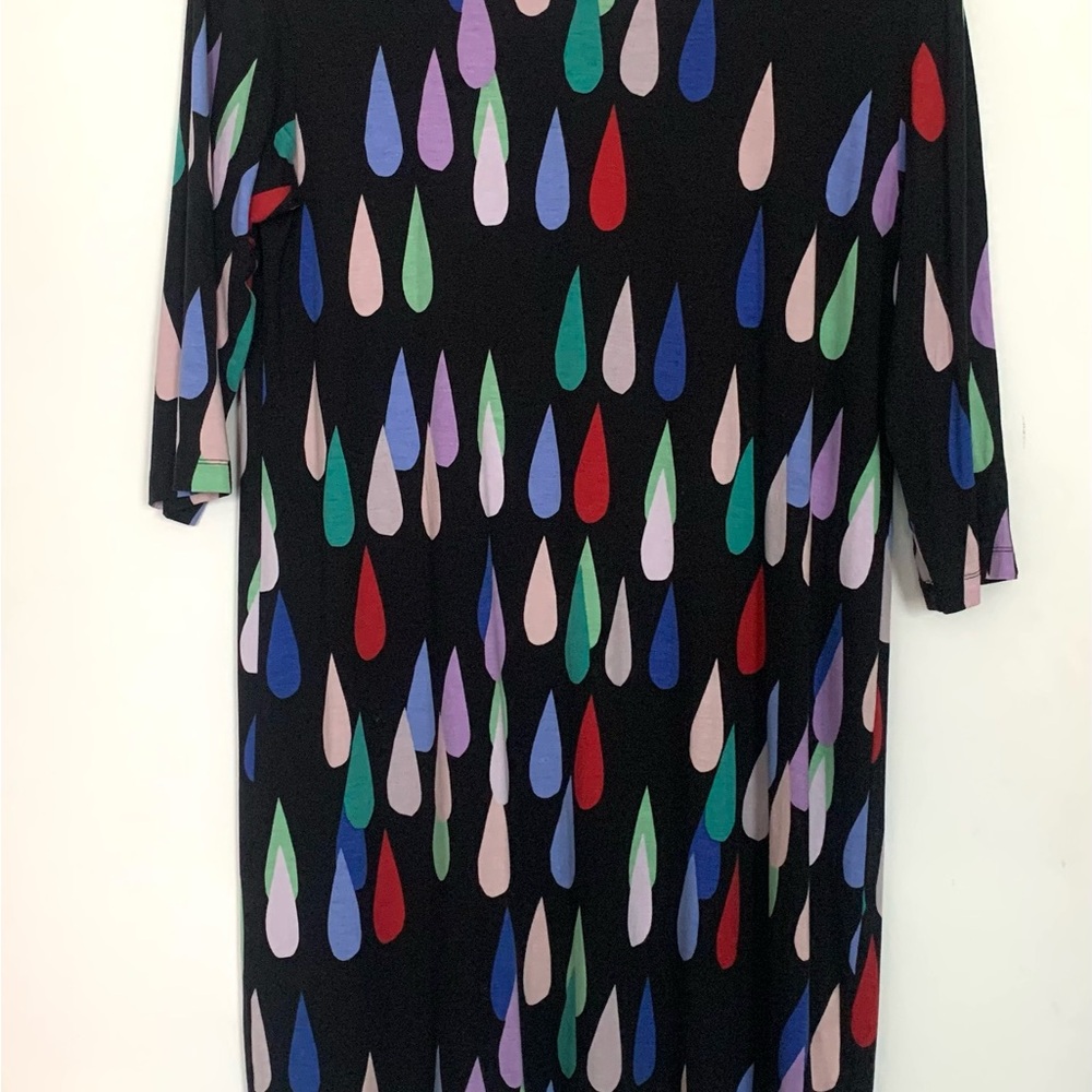Marimekko Black Dress with Multicolor Teardrop Print